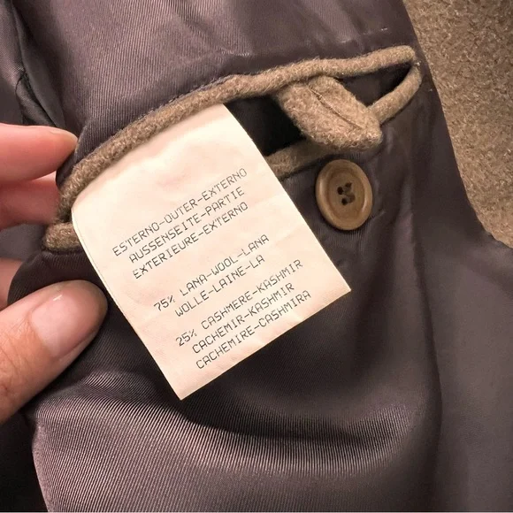 ermenegildo zegna Wool Cashmere Blend Brown Button Front High Collar Coat Large - Picture 9 of 9